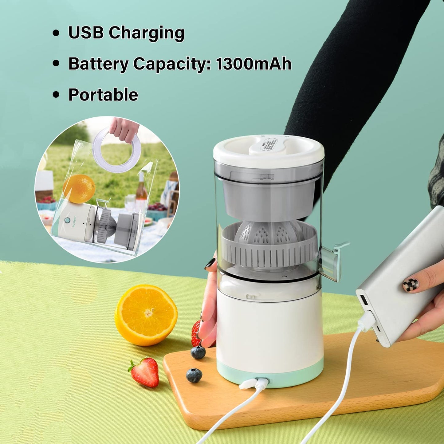 Wireless Portable Juicer Blender Electric Citrus Fruit Juicer USB Charging Electric Fruit Juicer