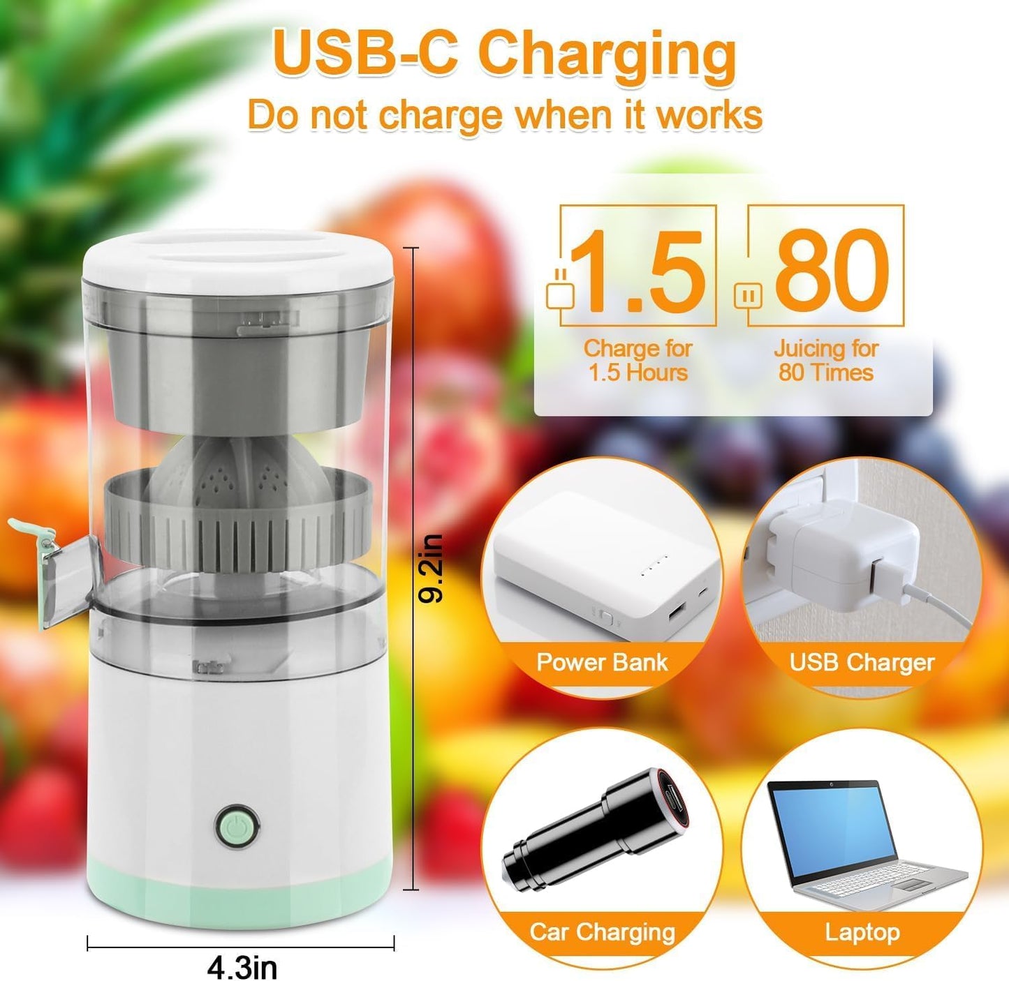 Wireless Portable Juicer Blender Electric Citrus Fruit Juicer USB Charging Electric Fruit Juicer