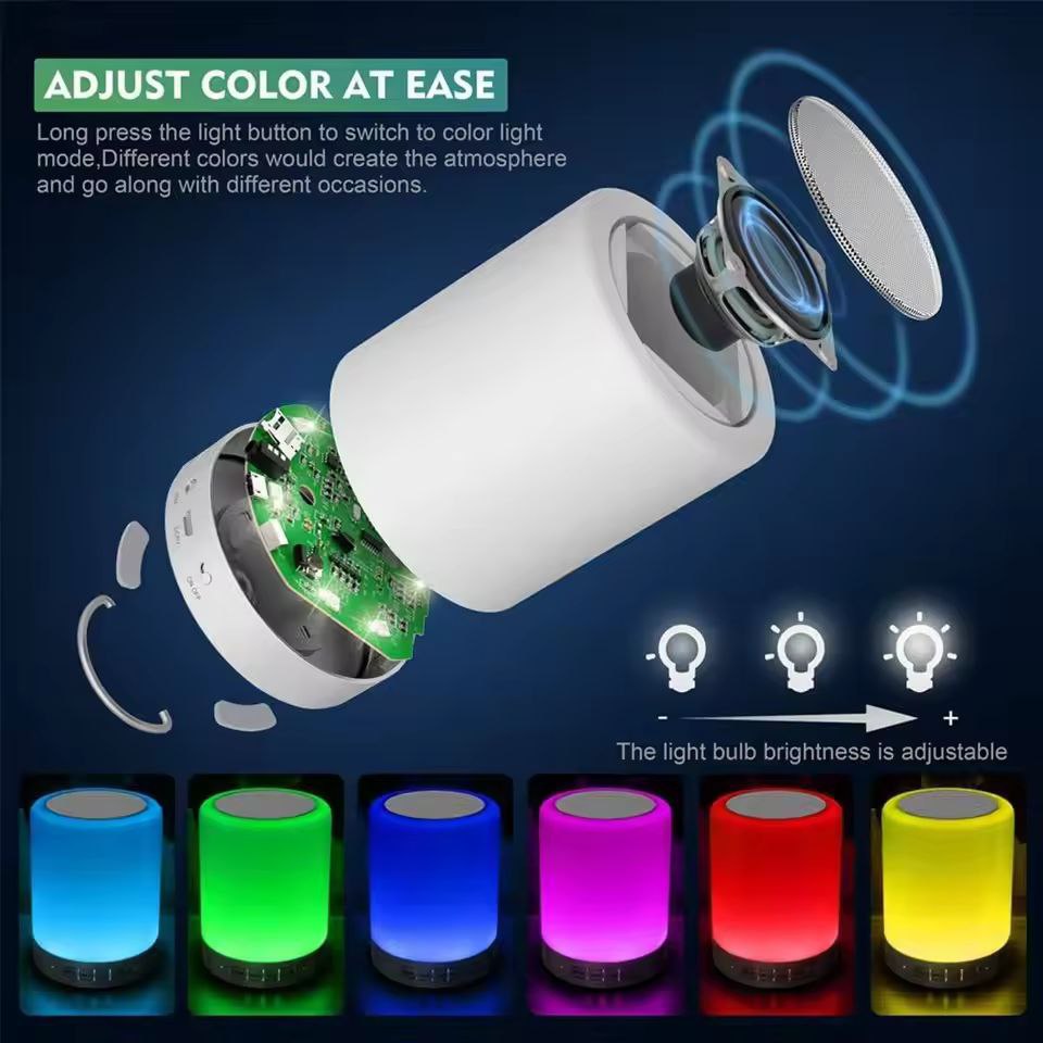 Mini Wireless Bluetooth Speaker With Colorful LED Touch Lights