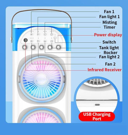 2025 New Oumffy 4000mAh Double Ended Air Mist Spray Cooler Fan